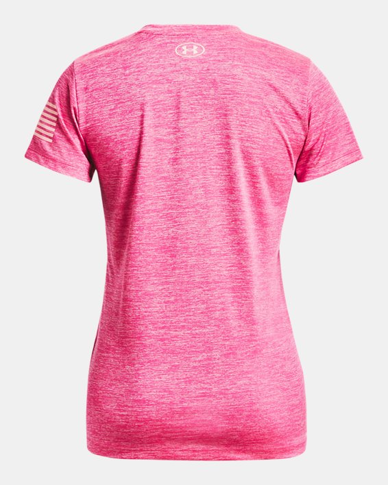Women's UA Tech™ Freedom Short Sleeve V-Neck, Pink, pdpMainDesktop image number 5